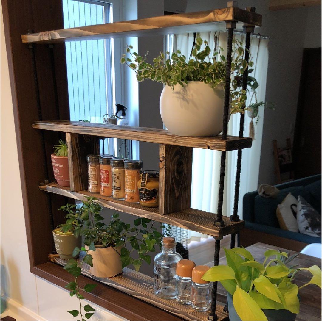 キッチンラック☆木目強調☆窓枠インテリア☆西海岸