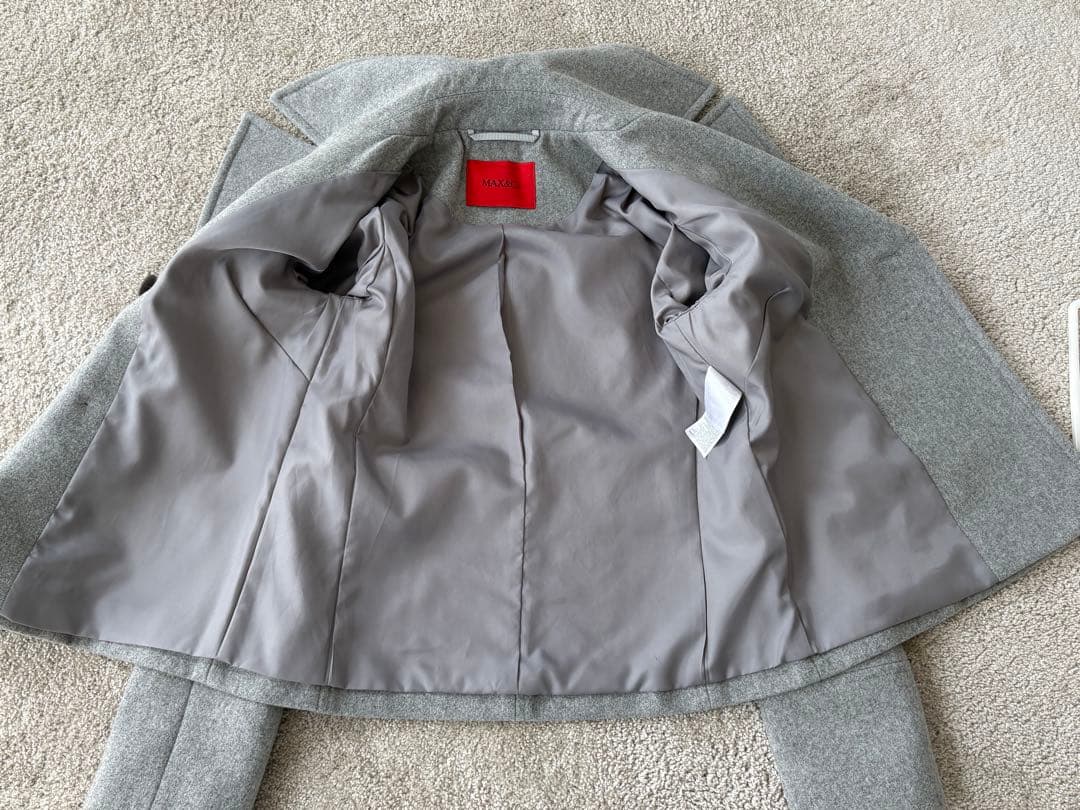 Max & Coグレー ウール ピーコート ダブルブレスト