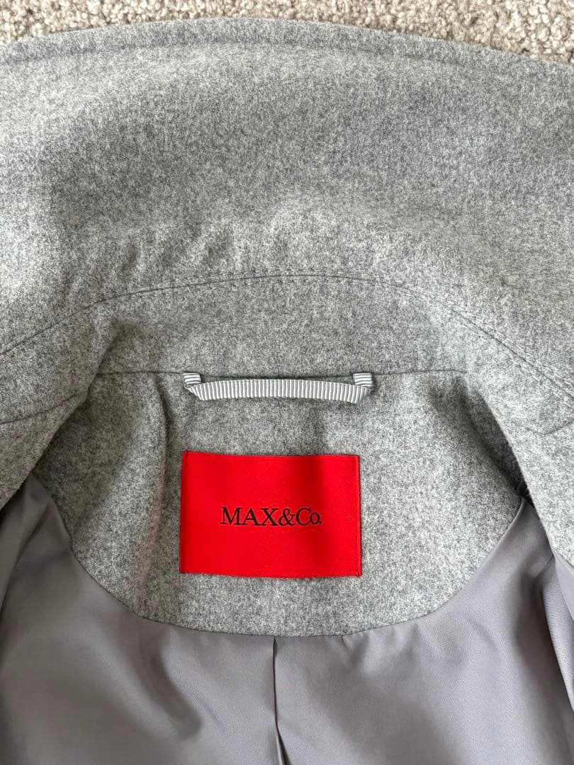 Max & Coグレー ウール ピーコート ダブルブレスト