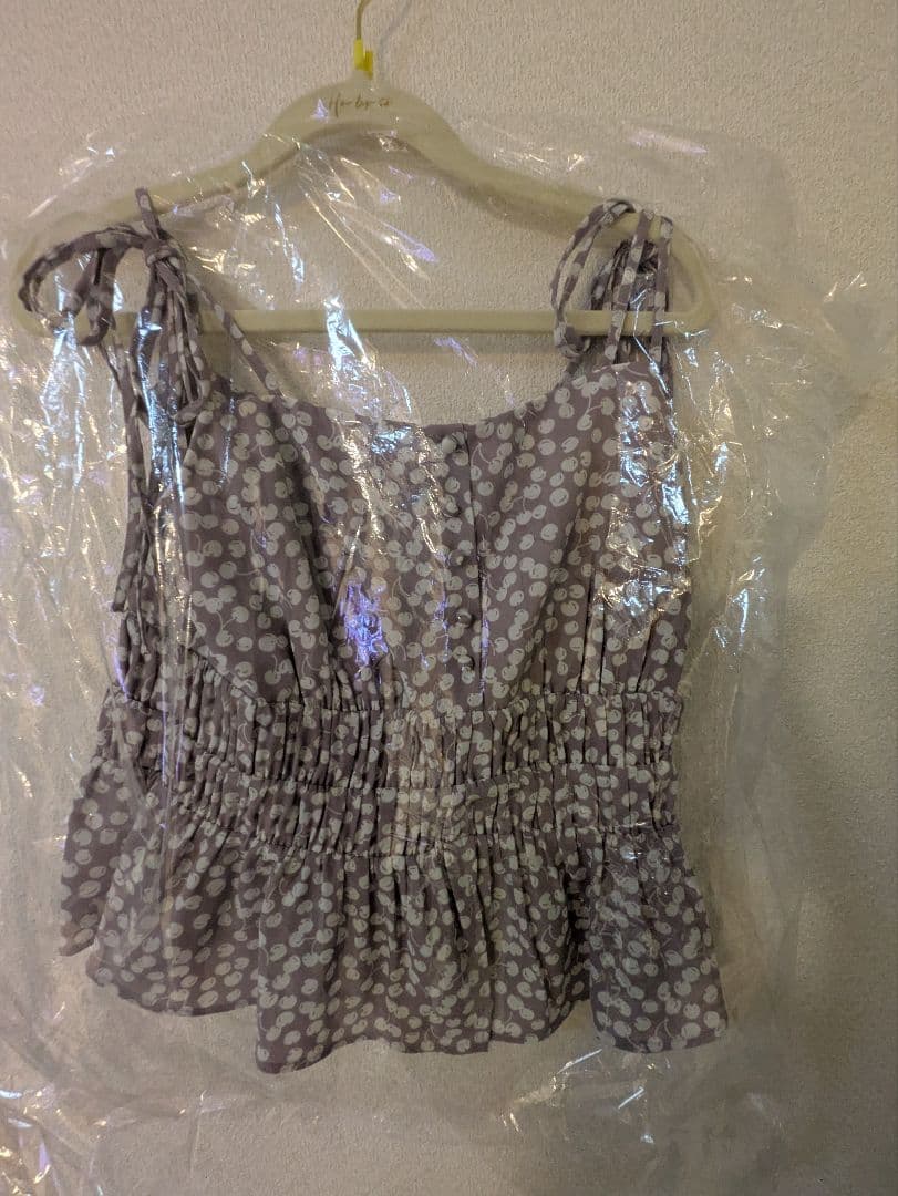 トップス Cherry Pattern Strap Top pale mauve / S