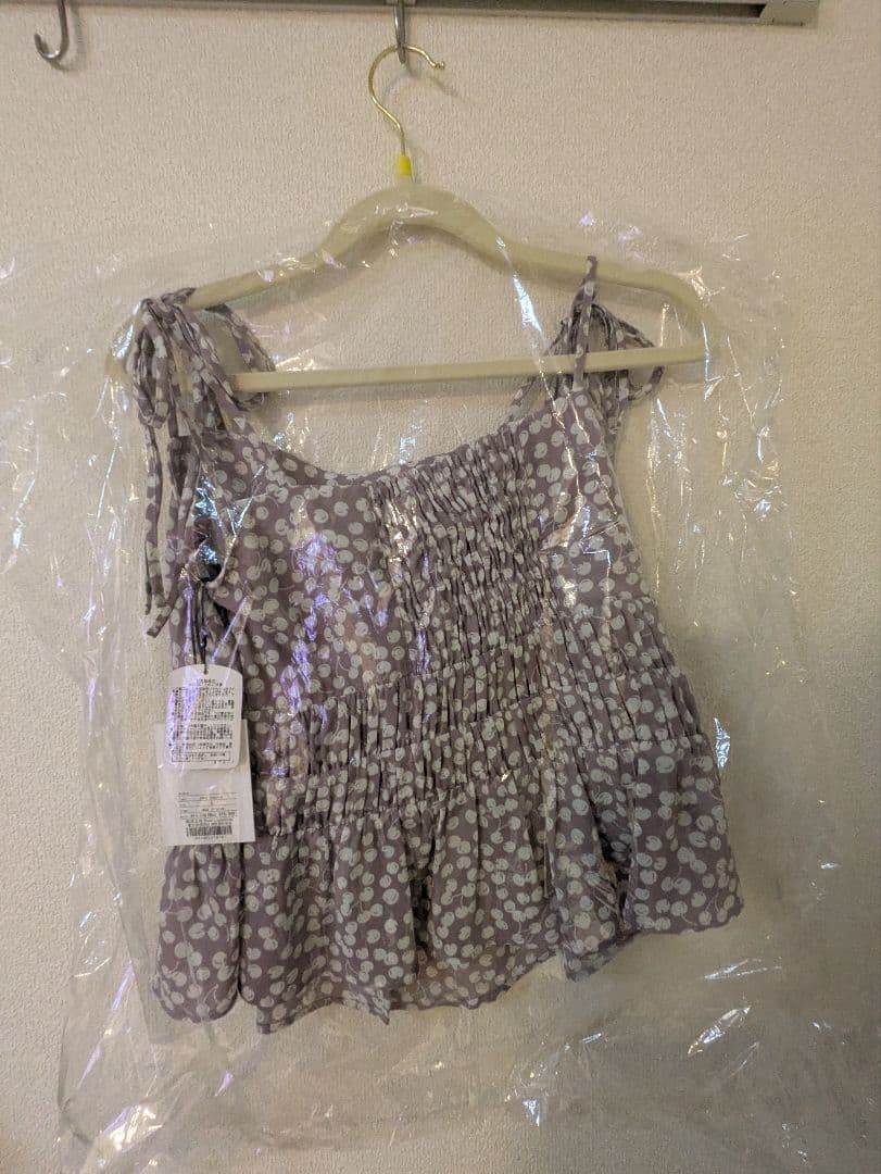トップス Cherry Pattern Strap Top pale mauve / S
