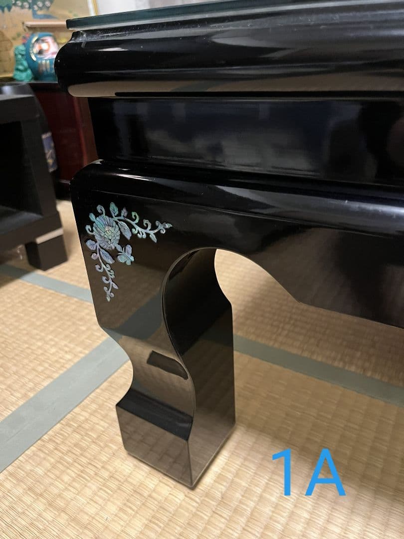 最終価格 高級螺鈿細工テーブル　鳳凰と亀