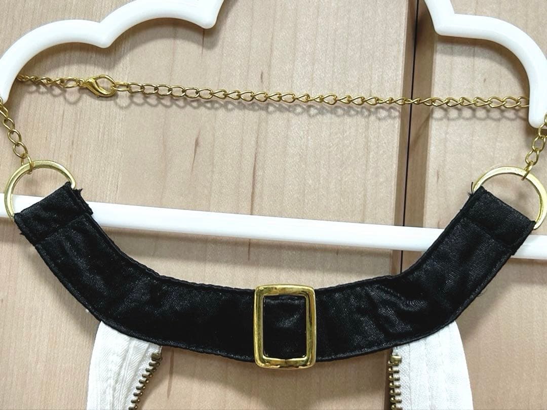 タグ付き♡GOLDS♡ハートチャーム＆ダブルジッパー♡チョーカー付きトップス♡白