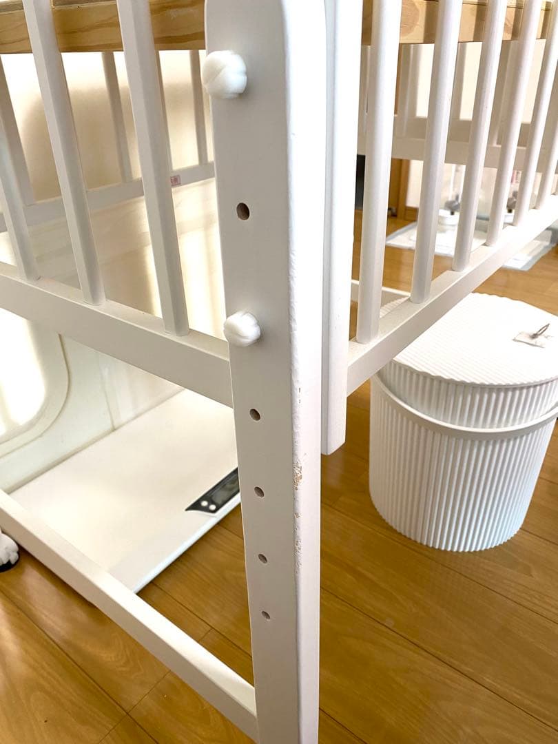 【aki】ベビーベッド 大和屋 ノモック Wドア　ハイ ミニ ホワイト