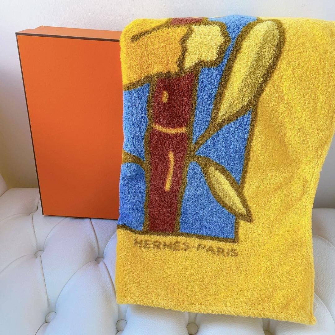 極美品 希少 エルメス ビーチタオル コアラ ラグ バスマット イエロー 動物