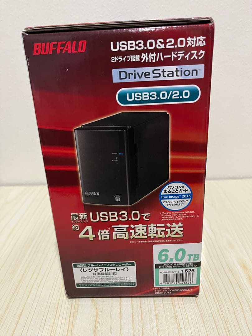 【新品未使用】BUFFALO 外付けHDD 6TB HD-WL6TU3/R1J