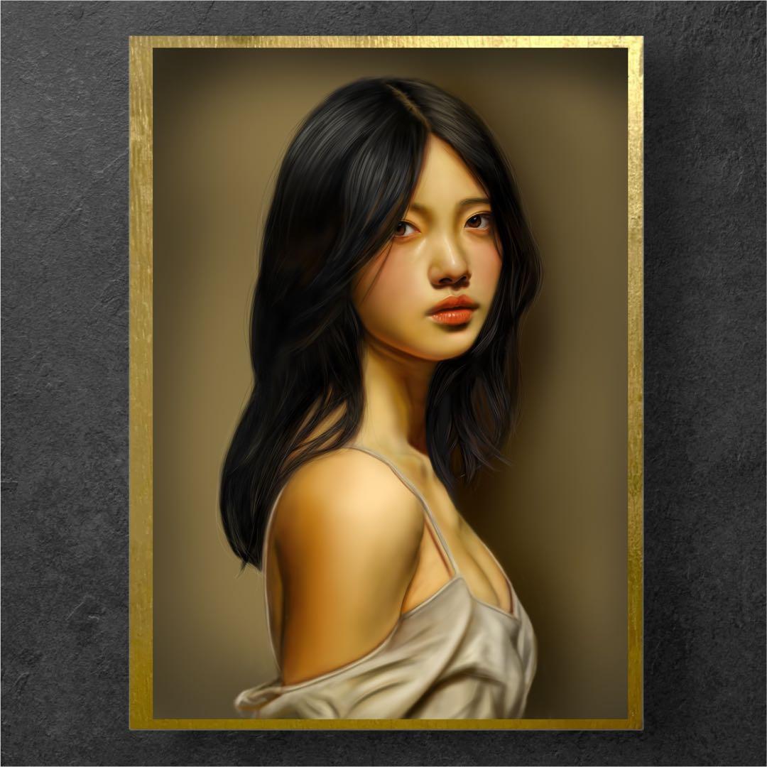 【至高のアート作品・最高級絵画】リアリズム作画・美しい女性をモデルのアート作品