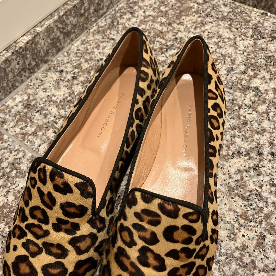 FABIO RUSCONI レオパートフラットシューズ　ハラコ　36