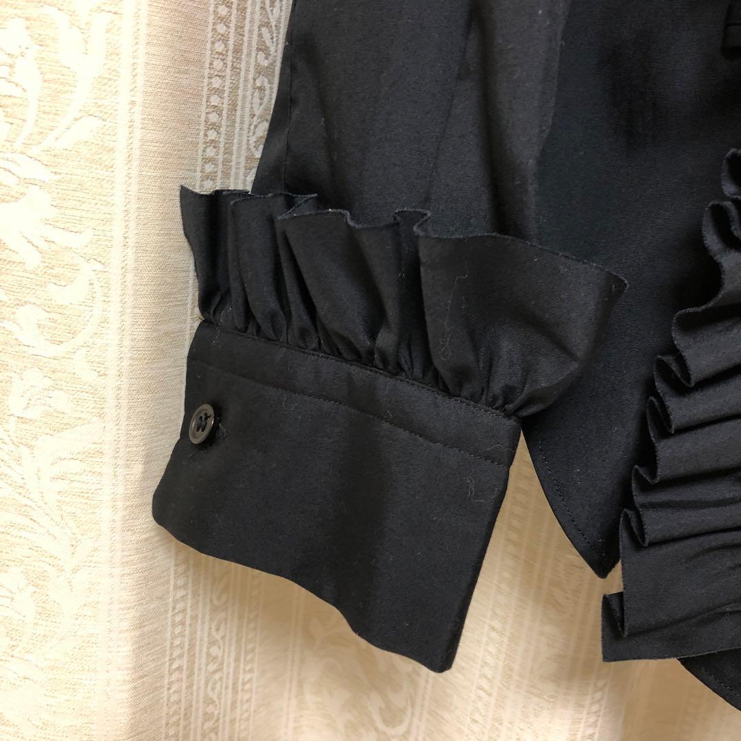 【noir kei ninomiya】 フリル付きチャイナボタン_ブラウス _黒