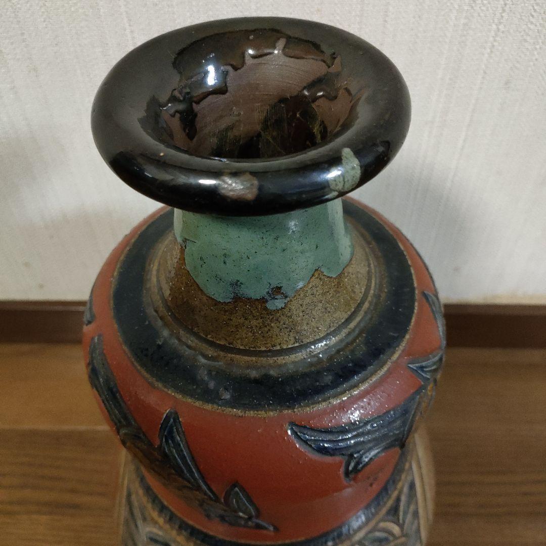 ★壺屋焼★小橋川清正 赤絵魚紋大壷 高さ３７ｃｍ、重量約５．５kg