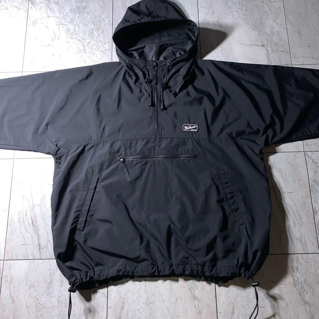 90s 00s WOOLRICH ナイロン アノラックパーカー 黒 ドローコード