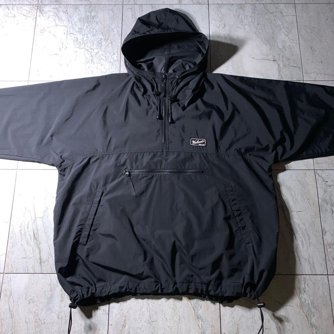 90s 00s WOOLRICH ナイロン アノラックパーカー 黒 ドローコード