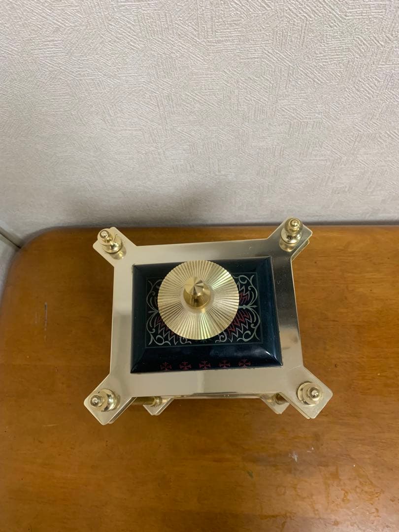 置時計 Nマーク 四面ガラス ゼンマイ式 振り子置時計 金属 日本美術時計