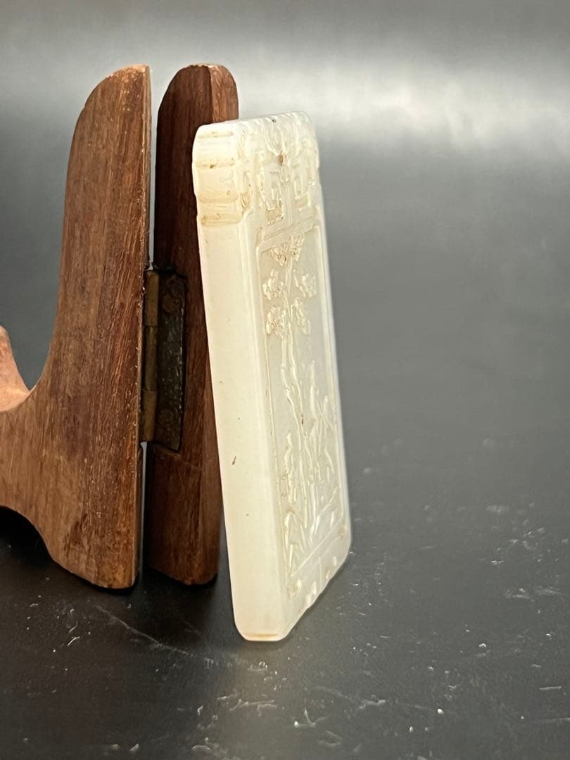 極上 人物詩文白玉牌 重さ：49g BL2--048