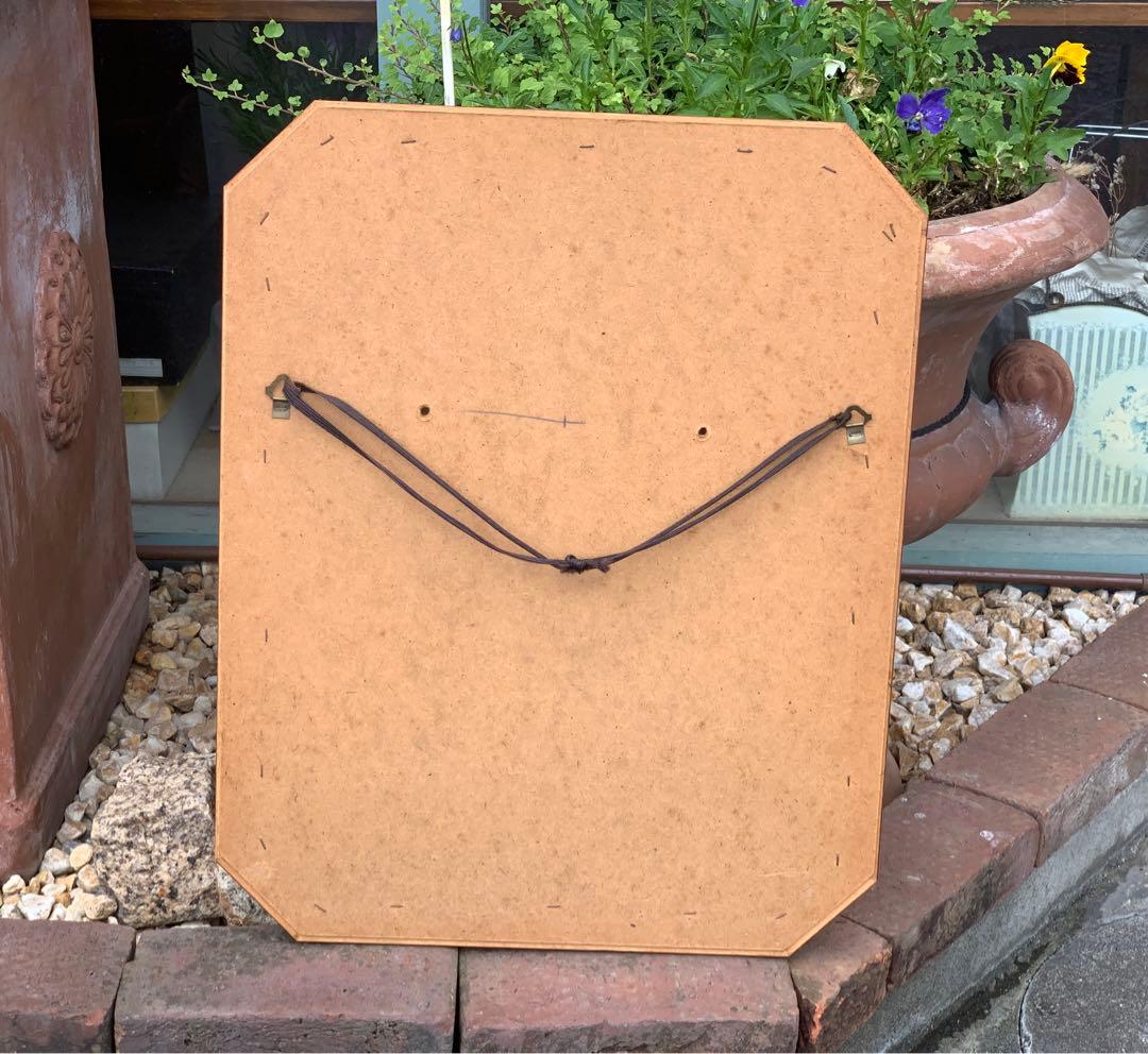 イタリア製 八角ミラー ウォールミラー 鏡 壁掛け 木製 花柄 面取り