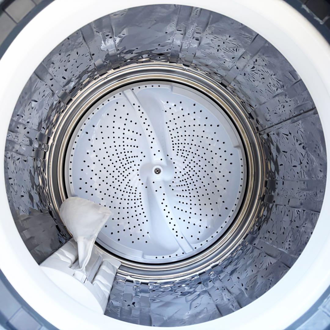 104運搬取付無料！ホワイト純正SHARP穴なし槽清潔洗濯機！完動品超美品！