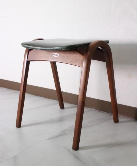 秋田木工 ヴィンテージ スタッキング スツール チェア 椅子 曲木 モスグリーン