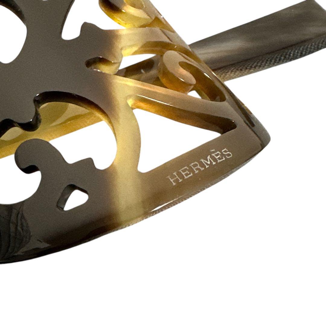 お買い得品✨ ロカイユ バッファローホーン髪飾り ブラウン ヘアアクセ エルメス