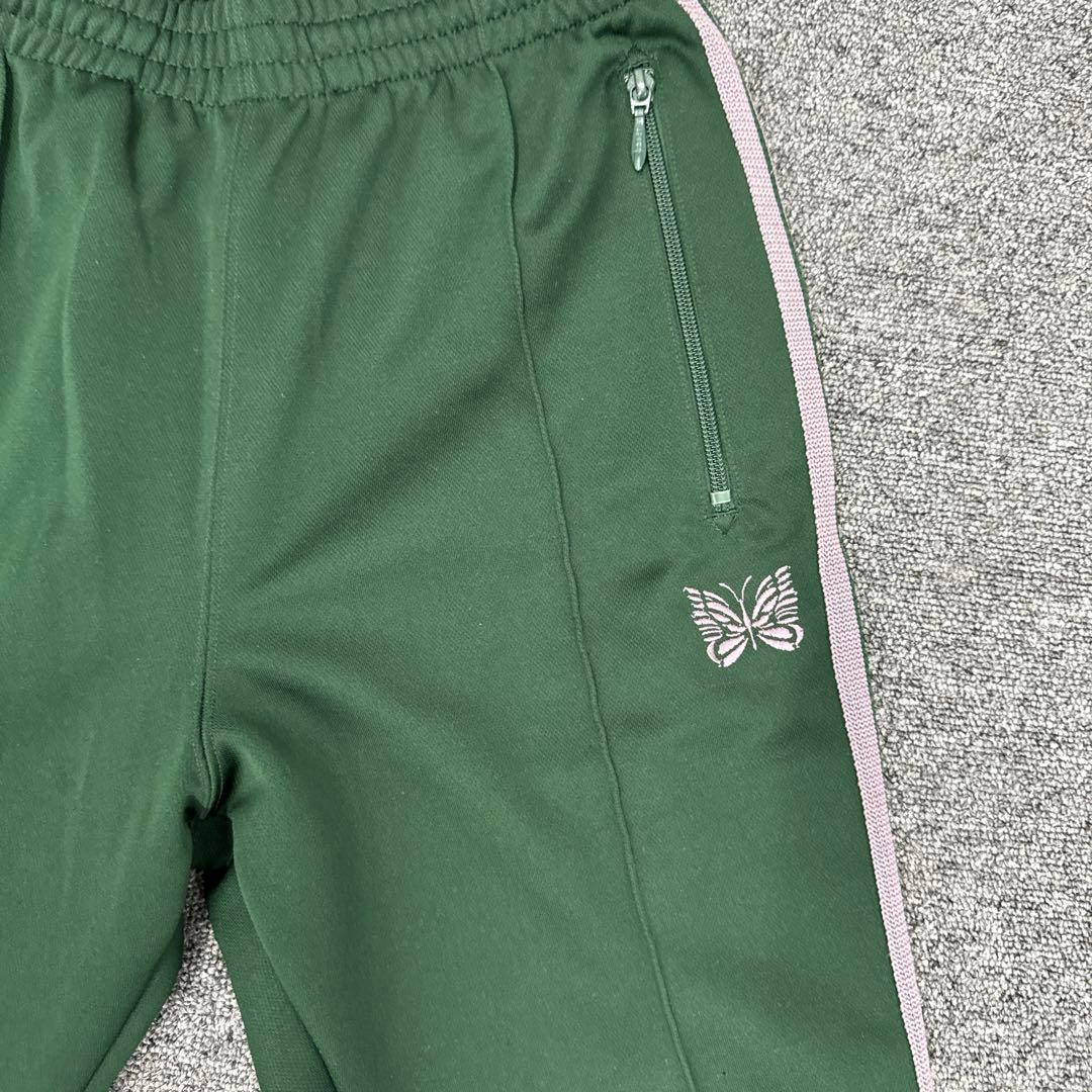 【名作カラー】Needles トラックパンツ ストレート S グリーン×ピンク蝶