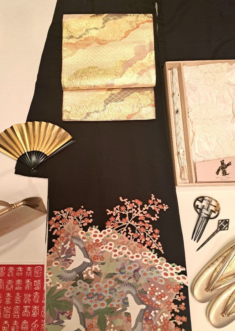 美品❇️作家もの　手描友禅　比翼仕立て　 ５つ紋　総フルセット