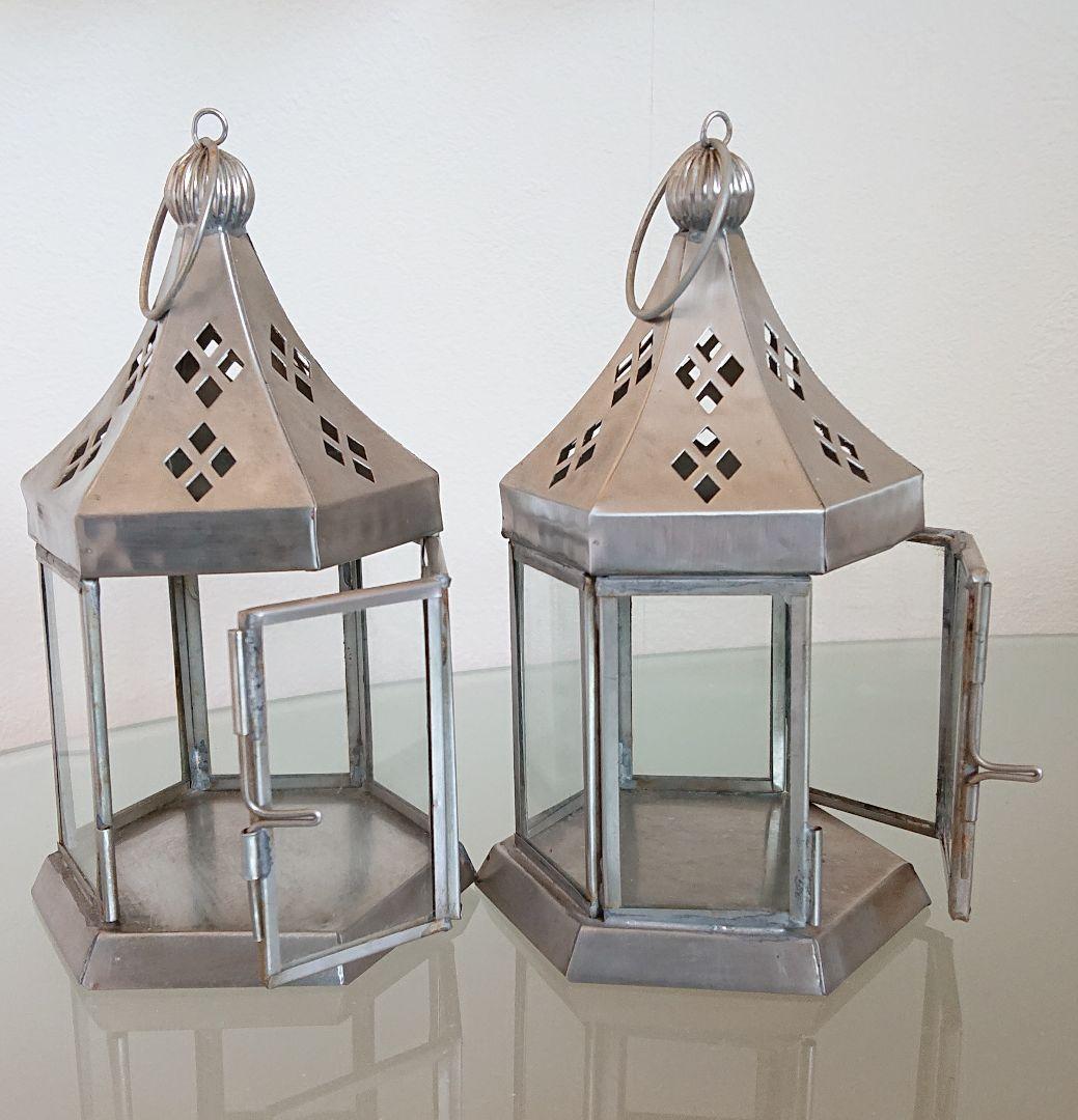 ACTUS アクタス シルバーランタンホルダー 2個セット 展示品 中古品