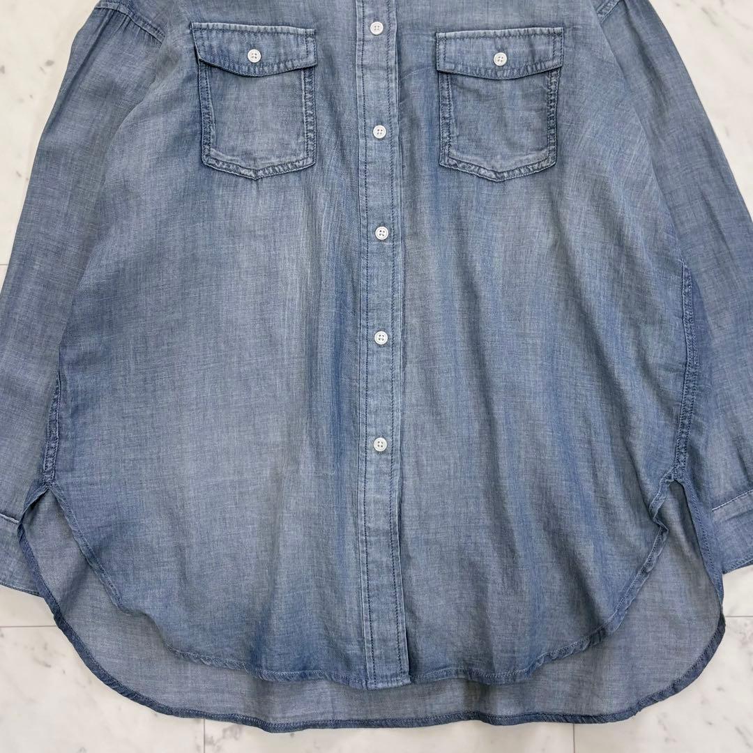 極美品✨ビアズリー　シフォンデニムシャツ　長袖シャツ　人気　ゆったり