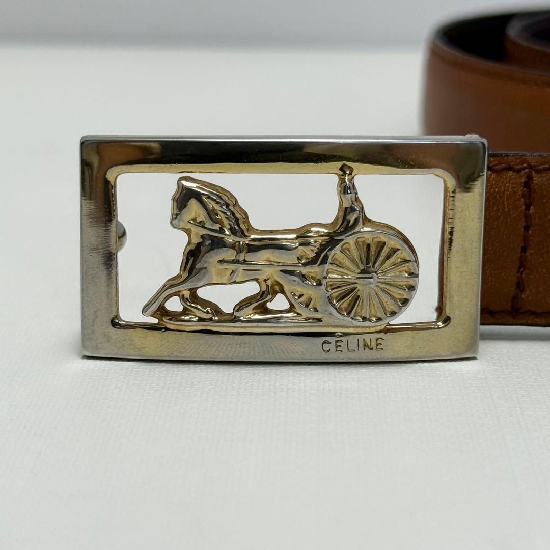 ✨良品✨セリーヌ ベルト 馬車金具 ゴールド金具 男女兼用 新品ベルト レザー