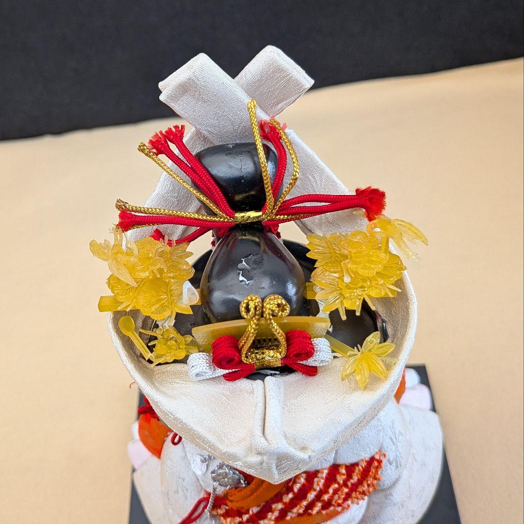 花嫁 木目込人形 白無垢 白赤衣装／共箱あり／木目込花嫁人形 高さ約32cm