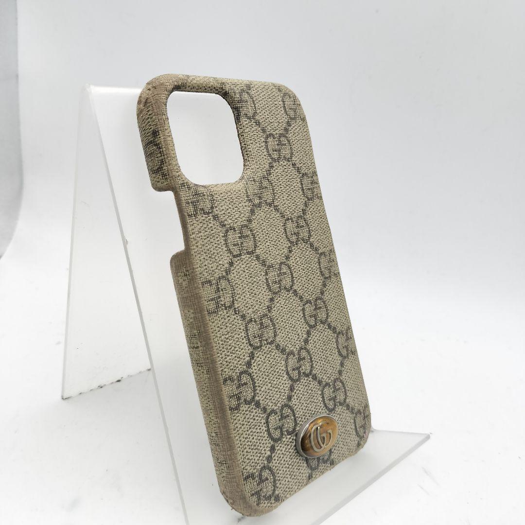 グッチ　iPhone12ケース　ハードケース　GG　PVC　ブラウン　箱付き
