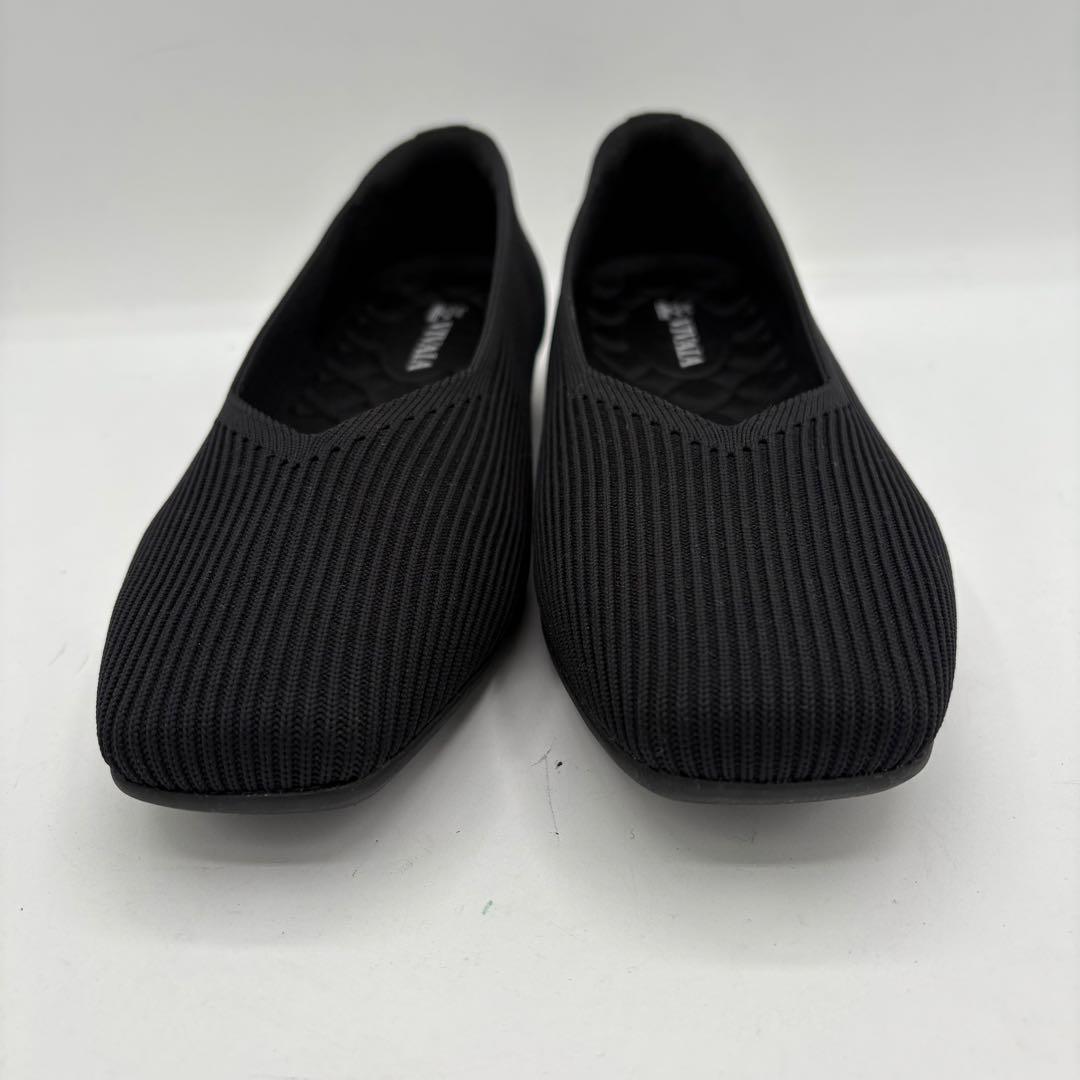 【未使用】ビバイア　【24.5cm】フラットシューズ　スクエア　Vカットブラック