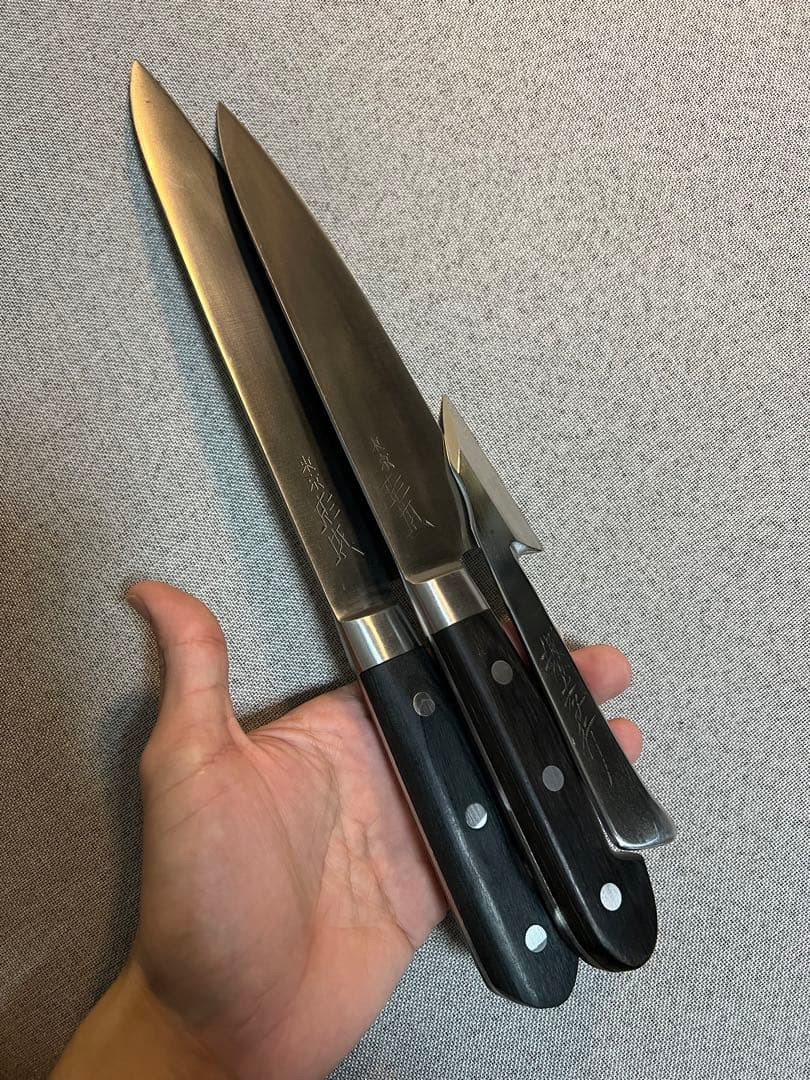 杉本SHM牛刀2本と界孝行1本白鋼製Sugimoto shm