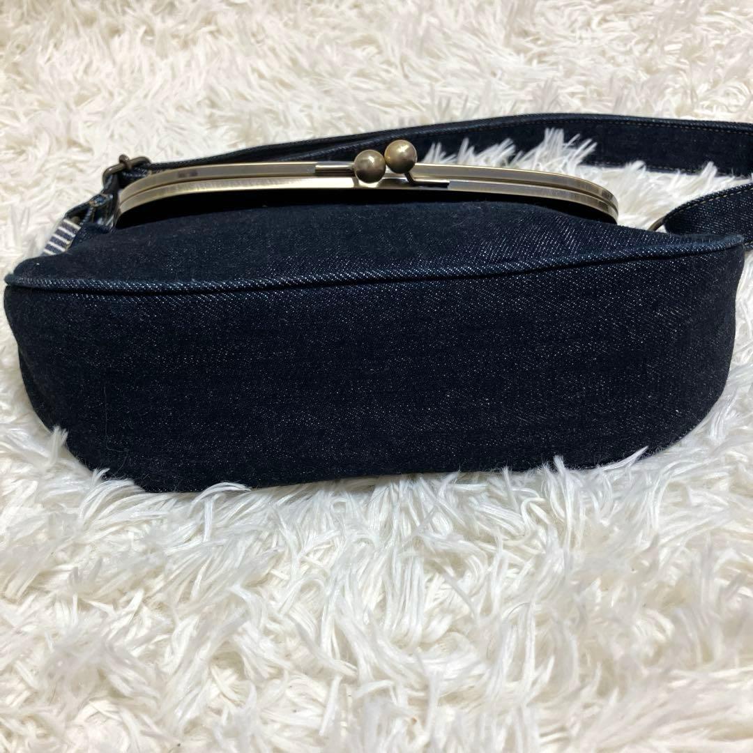 AYANOKOJI 口折れ型 がま口 クロス ボディバッグ デニム ヒッコリー