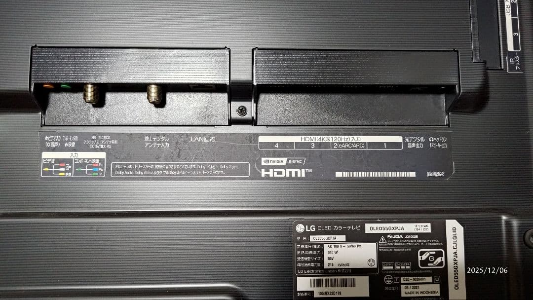 有機EL 55インチ テレビ LG OLED55GXPJA