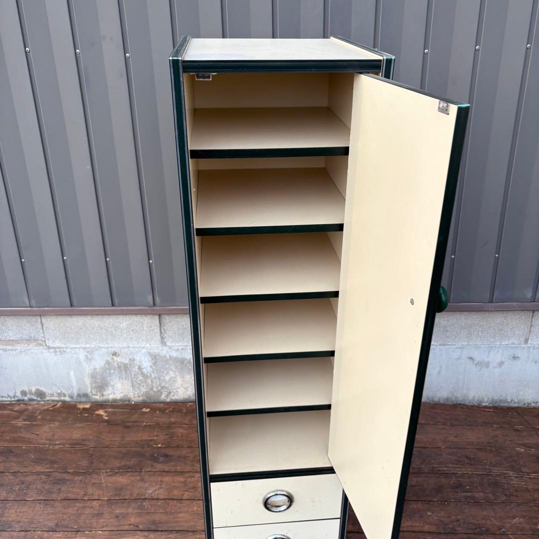 昭和レトロ レトロポップ 木製スリムキャビネット 8段 古家具 古道具ビンテージ