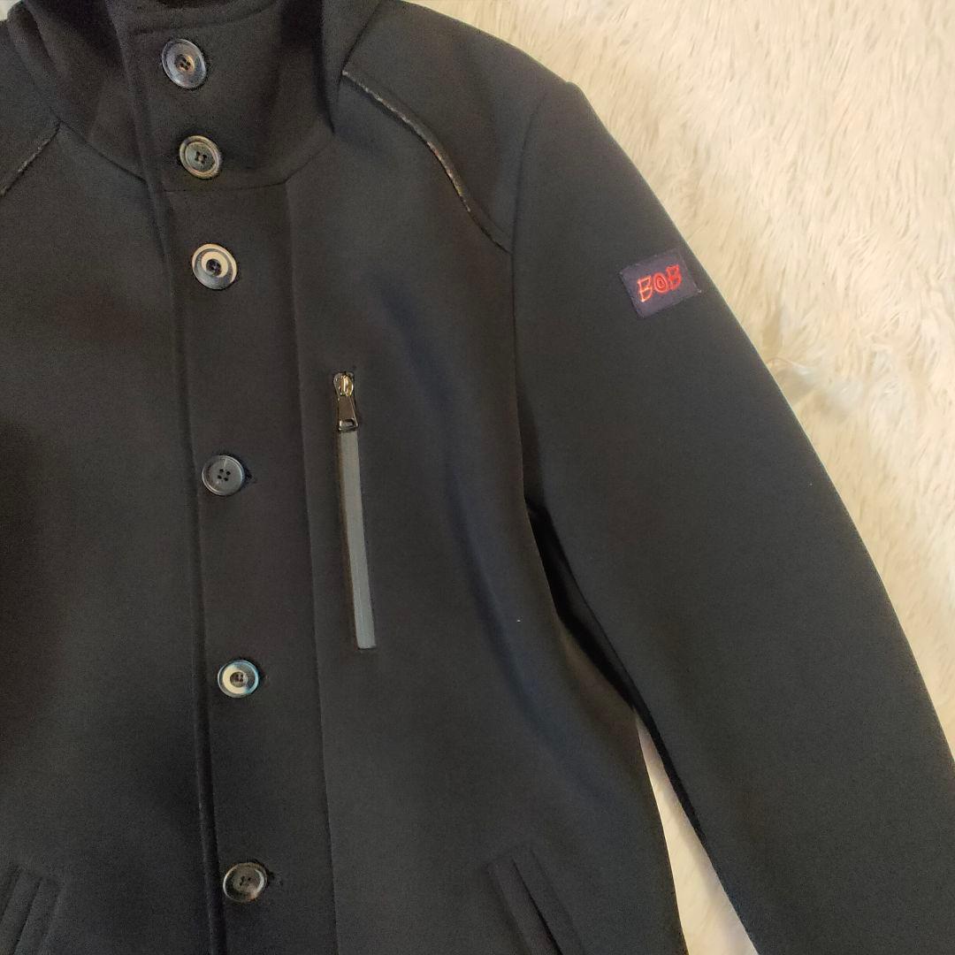 BOB ボンディングコート 大きいサイズ フーデットコート チェック ブラック