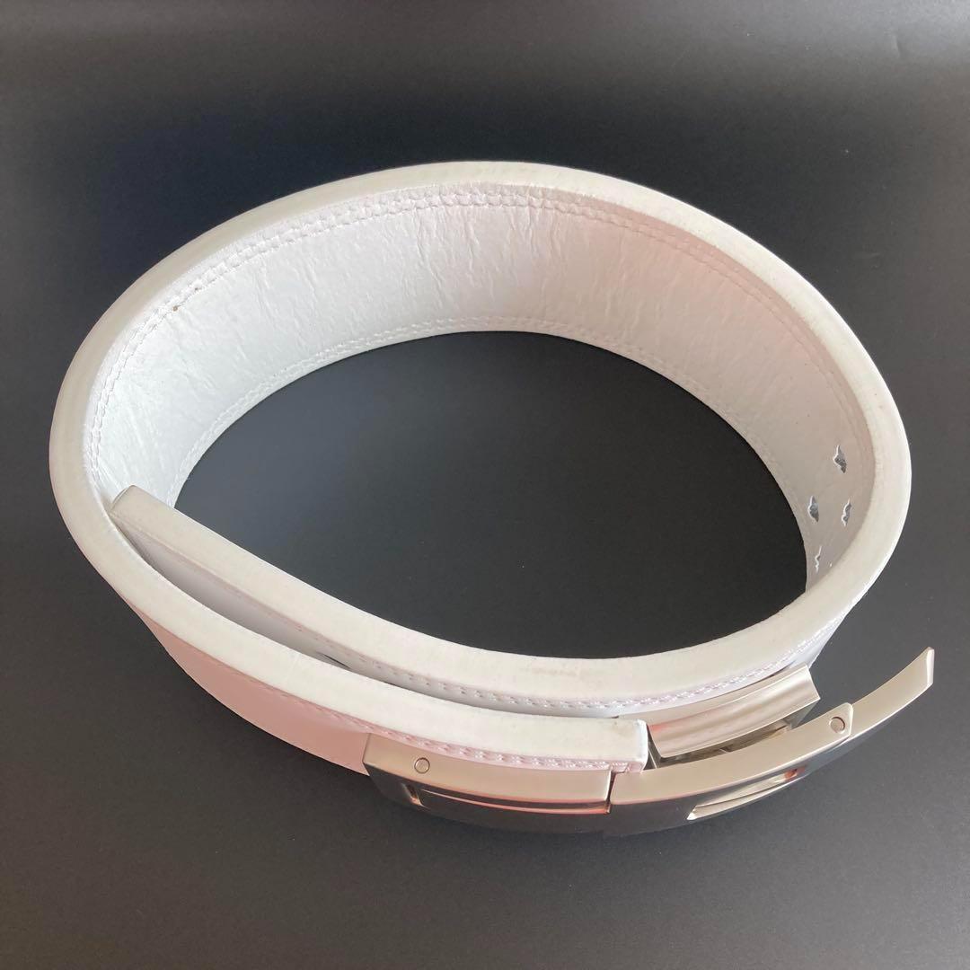 B級品 パワーベルト レバーアクション 本革13ミリ 可変式 ホワイト×マット銀