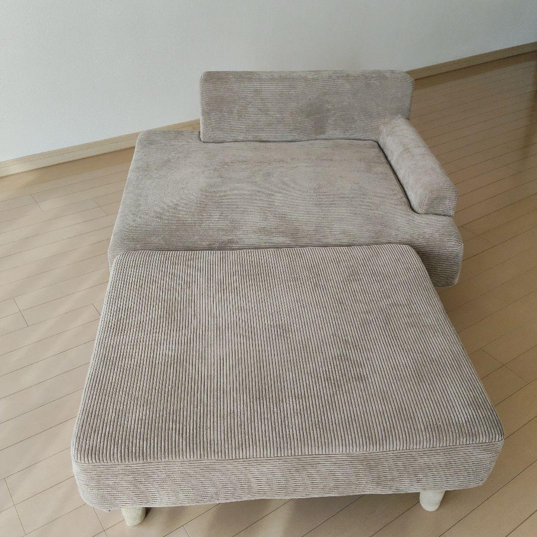 【引取限定】ニトリ　ベージュ コーデュロイ ソファベッド