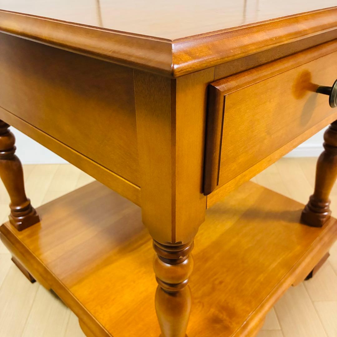 【希少】横浜ダニエル 樺材 ナイト テーブル サイド 引出し 飾り台 ①