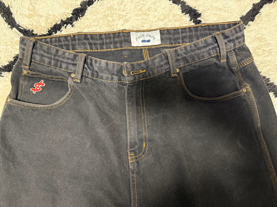 パンツ CASH ONLY BAGGY DENIM JEANS WASHED BLACK