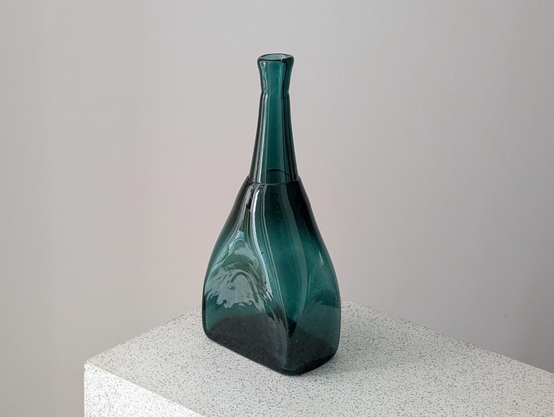 倉敷ガラス 小谷眞三 被せ 花入れ フラワーベース 角瓶 工藝 h31㎝