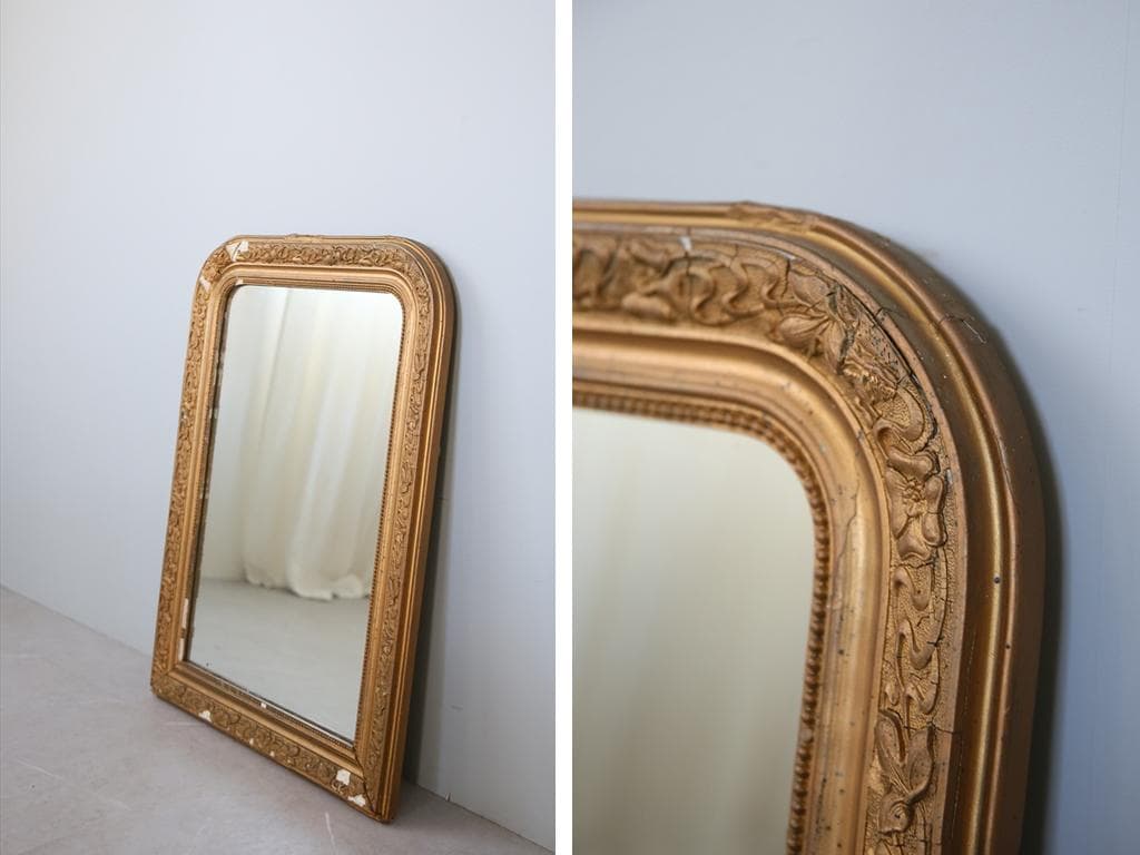 フランスアンティークルイフィリップ様式ミラー/姿見ウォールミラー鏡(90-246