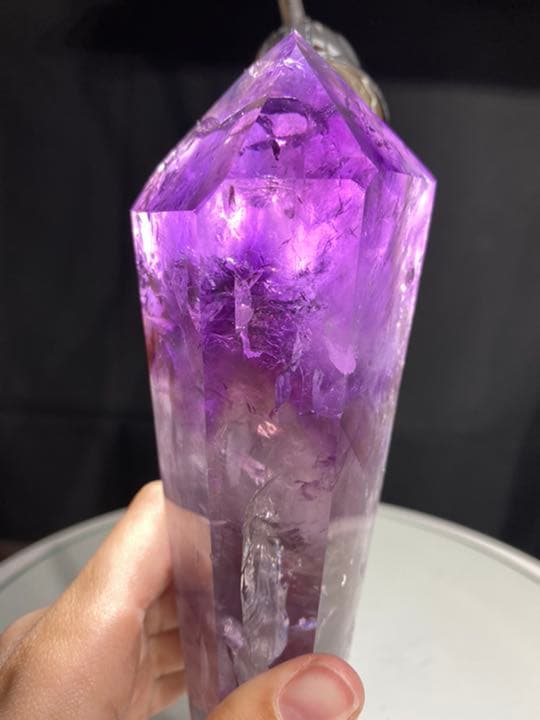 高品質 ブラジルバイーア州産 バイカラーアメジスト 天然石 原石 642g