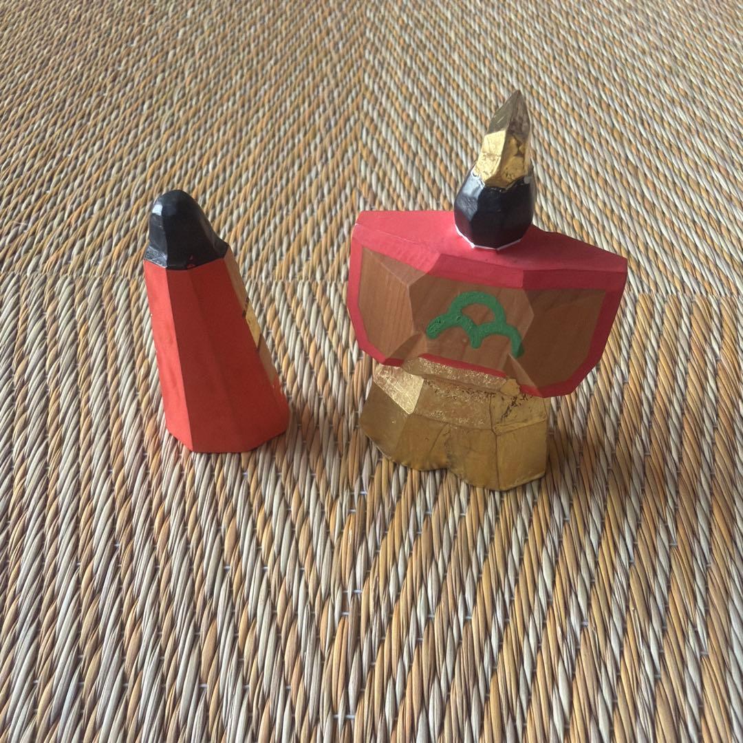 アンティーク 立雛 一刀彫 不比等 木箱