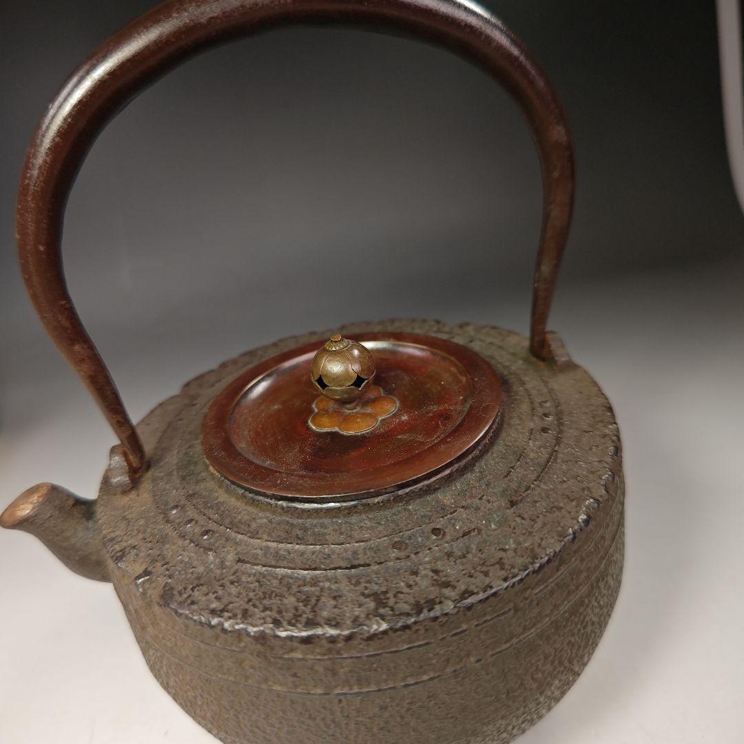 イ491 鉄瓶『銅蓋　独楽形　鉄瓶』湯沸　薬缶　茶道具　煎茶