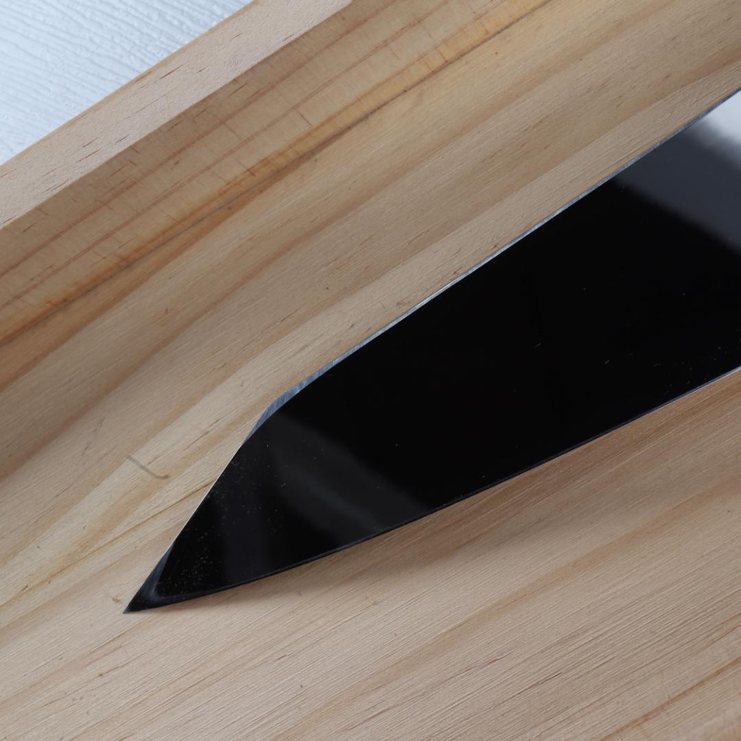 7487梵静刃物9寸勘所牛刀 片刃 ウルトラ鏡面仕上げ 黄檀黒水牛白三本巻八角柄