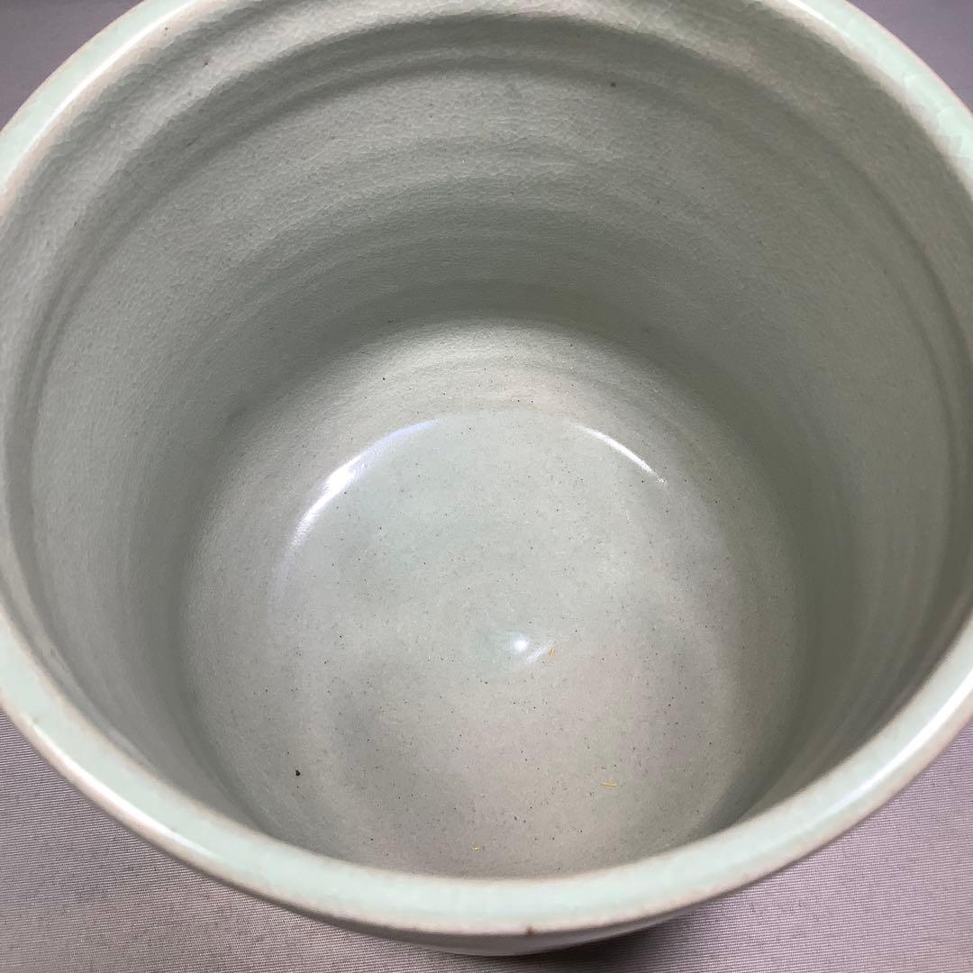 青磁　雲鶴　水指　中村与平　茶道具