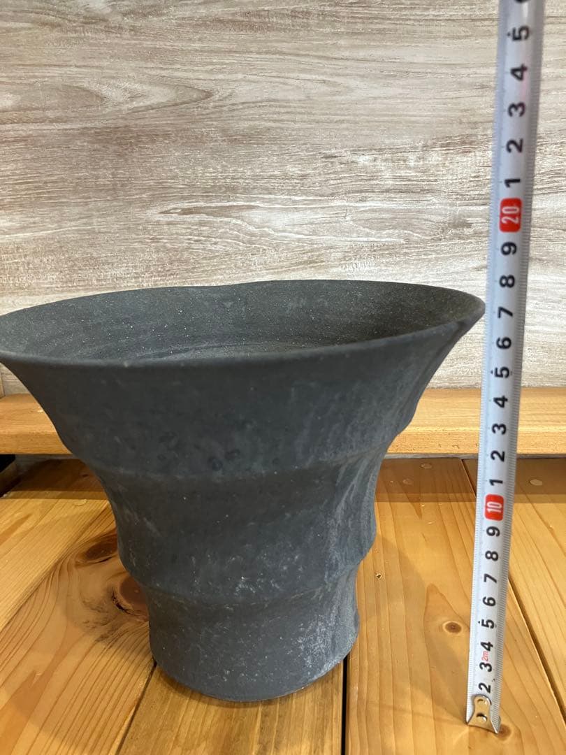 KAMIYAMA 黒鉄釉　かみ山陶器　植木鉢　ハンドメイド