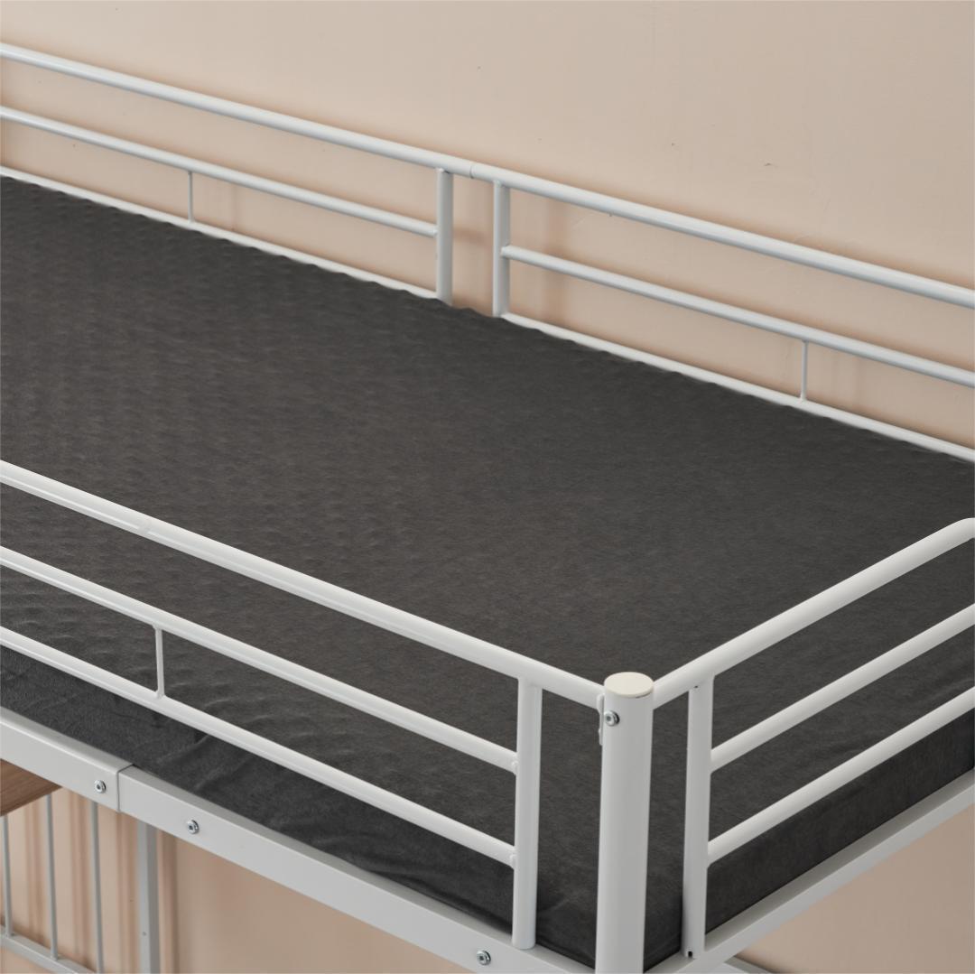 ホワイトロフトベッド パイプベッド シングル 木 収納 北欧風 子供部屋スチール