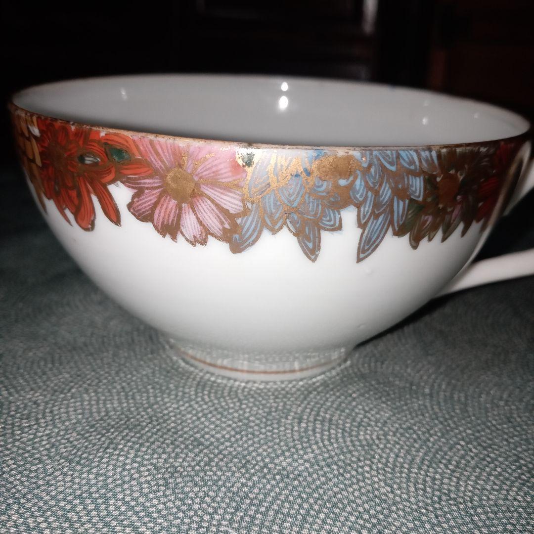 レトロ　九谷焼　カップ&ソーサー　旭山