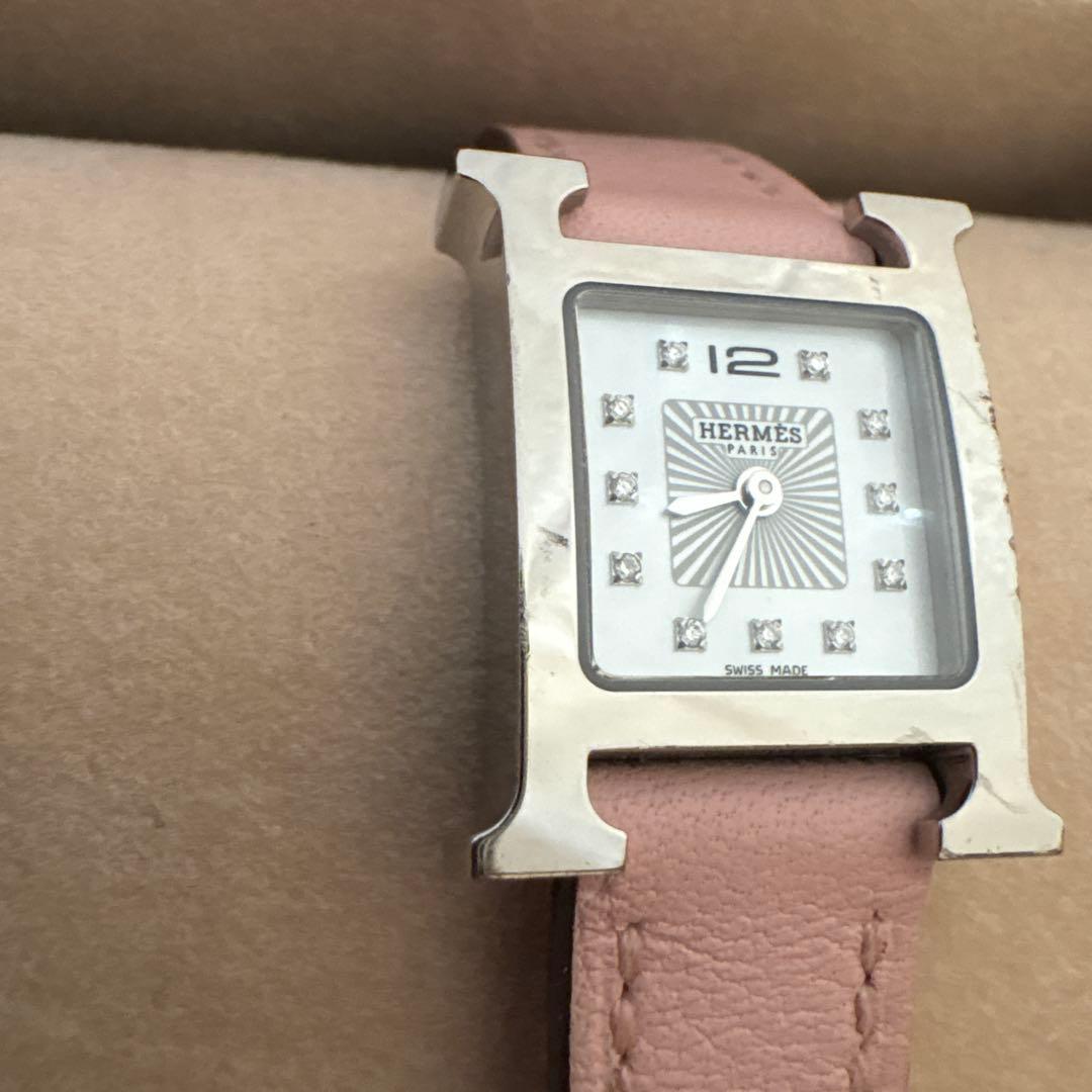 HERMES エルメス Hウォッチ ミニ ダイヤ入り 正規品 箱・保証書付
